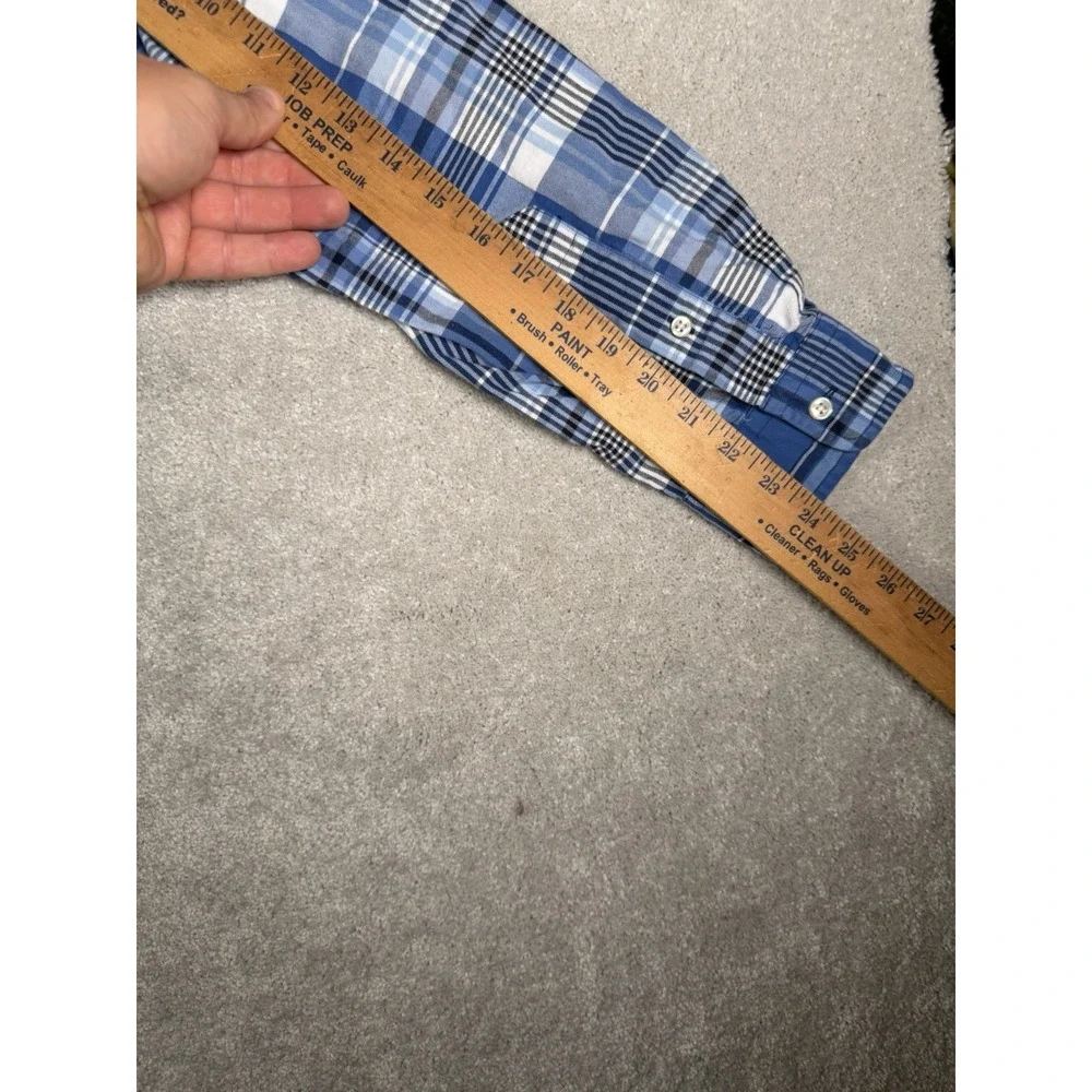 Polo Ralph Lauren Shirt Mens Medium Blue Plaid Oxford Flesh Pony Button Up